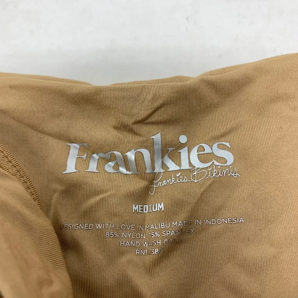 Frankies Bikinis Womens Size Medium String Bikini Bottom Tan High Cut